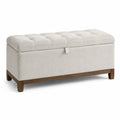 Stoff-Aufbewahrungsbank mit Holzbeinen in Beige 120x45x45cm