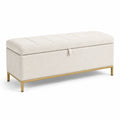 Aufbewahrungsbank Bouclé Stoff Stahlbeine Beige 150cm