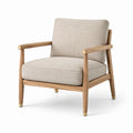 Stoffsessel mit Eichenholzrahmen, Leinen Beige