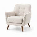 Sessel Beige Polyestergewebe mit Holzfüßen