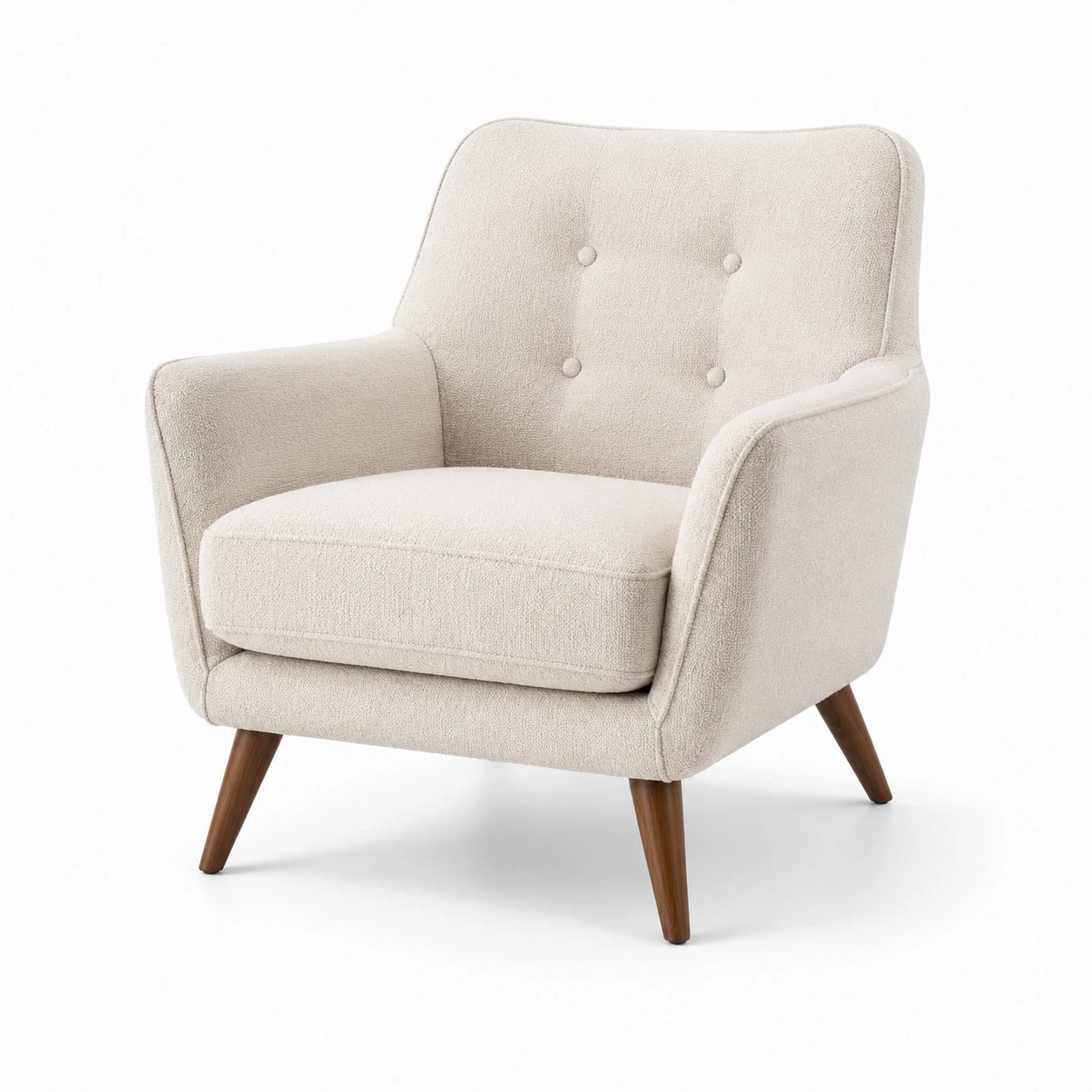 Sessel Beige Polyestergewebe mit Holzfüßen