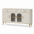 Sideboard aus MDF mit Glasfronten Weiß/Gold 150x40x90 cm