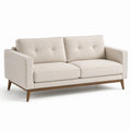 Zweisitzer-Sofa Leinen Beige mit Holzrahmen