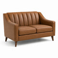 Zweisitzersofa Holz und Leder Braun