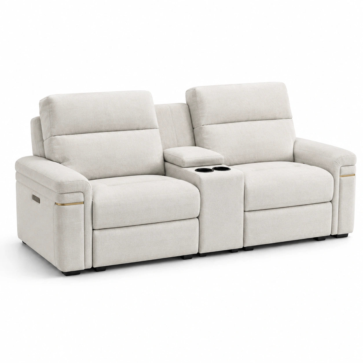 2-Sitzer Sofa mit Relaxfunktion Stoff Polyester Beige