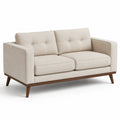3-Sitzer Sofa Stoff Beige mit Eichenholzrahmen