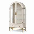 Vitrine MDF gehärtetes Glas Creme Gold 180cm
