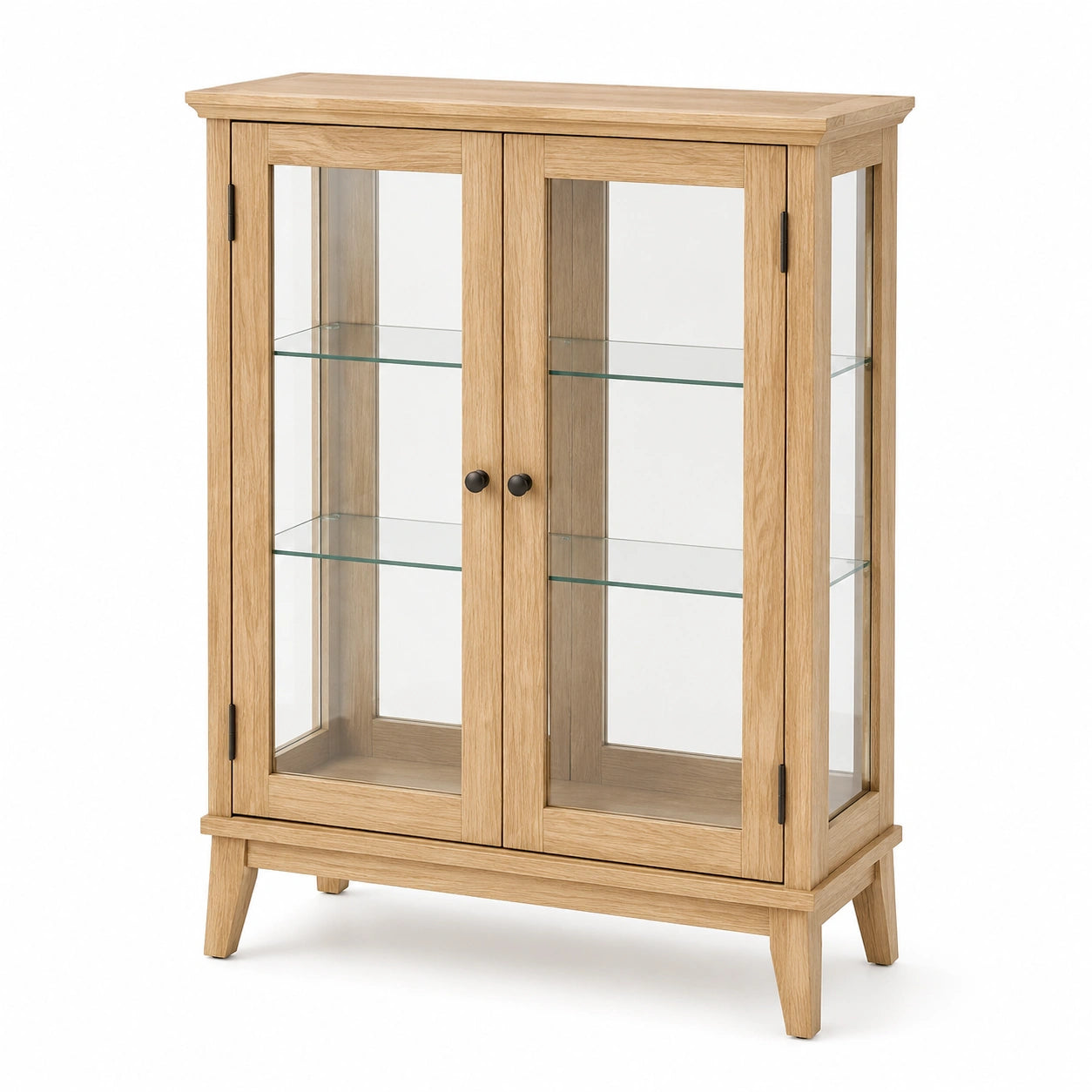 Vitrine Eichenholz gehärtetes Glas 120cm Höhe