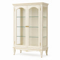 Vitrine aus MDF in Creme mit Glastüren