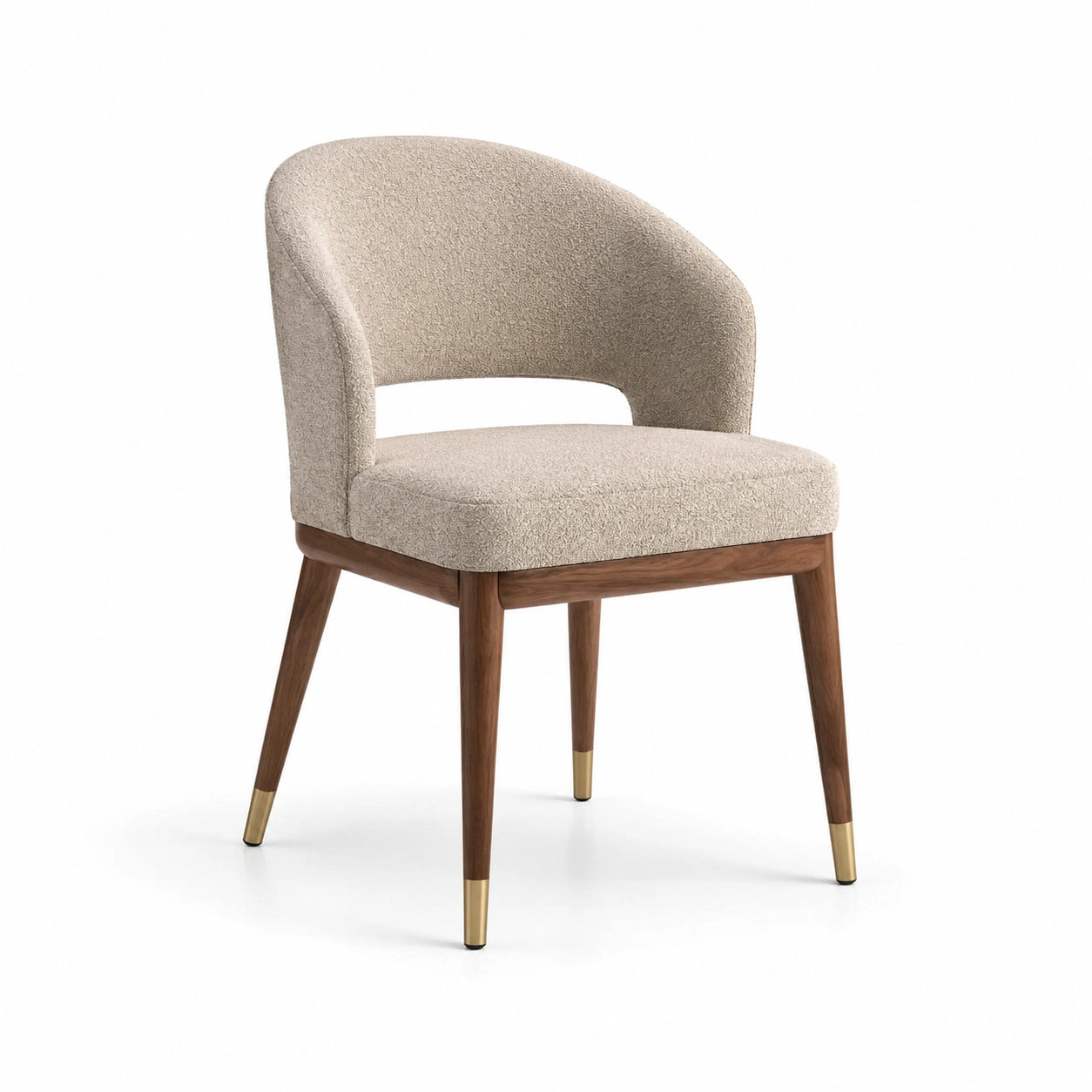 Esszimmerstuhl Beige Textil Walnussholz