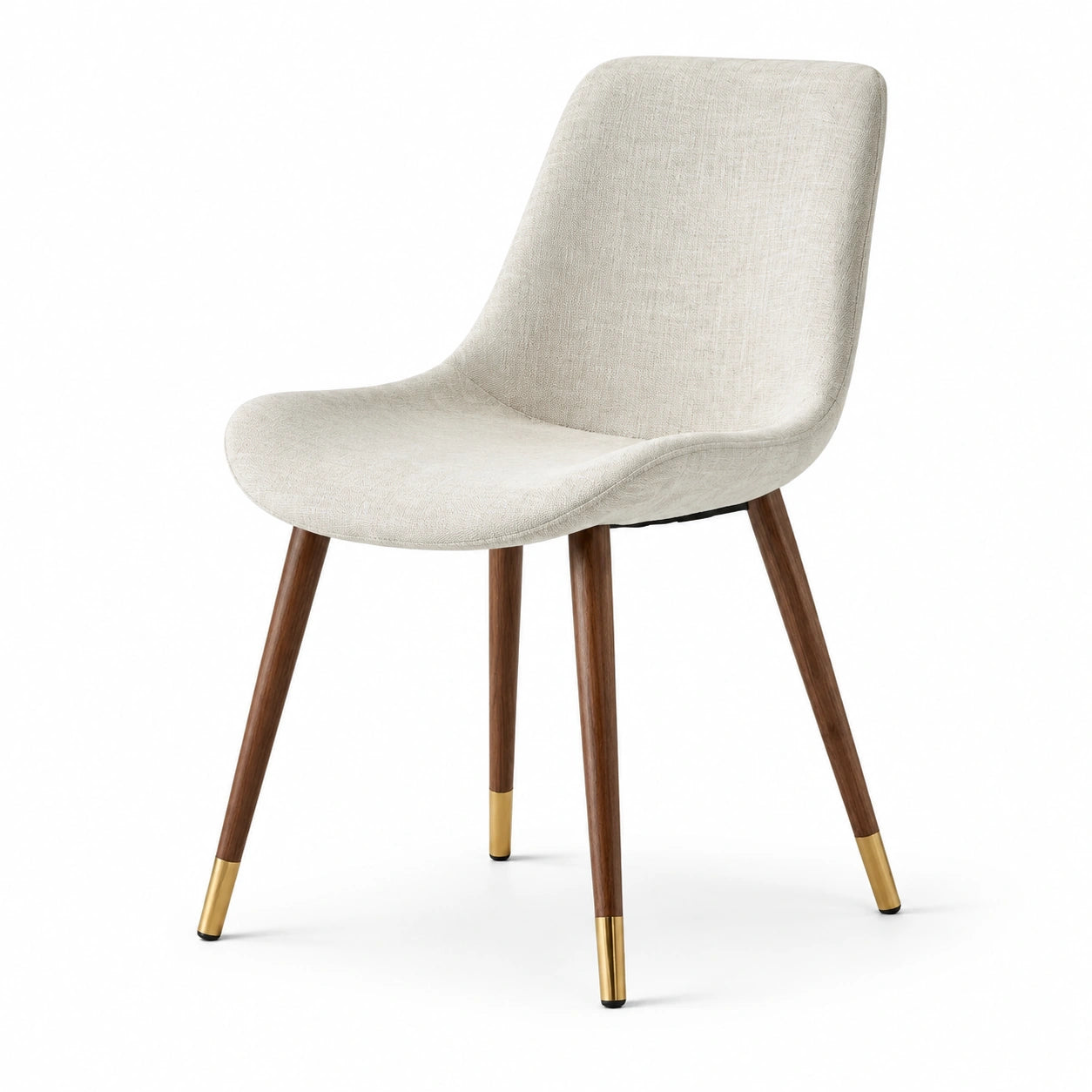 Esszimmerstuhl Beige Polyestergewebe Holzbeine
