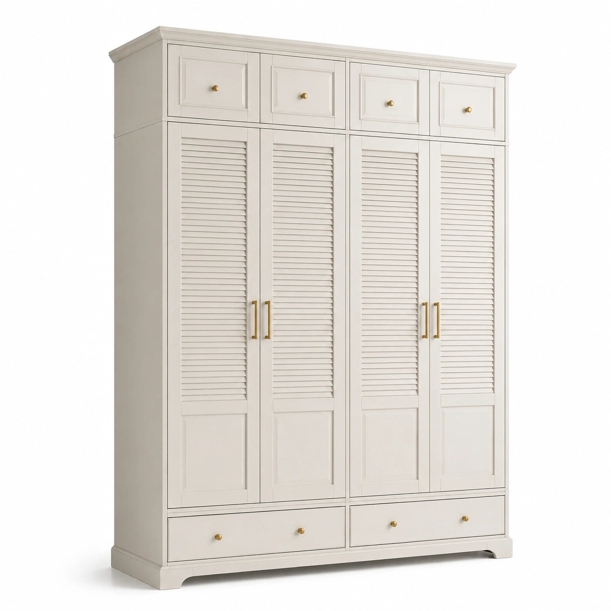 Beiger Kleiderschrank mit Lamellentüren aus MDF-Holz 200 x 60 x 220 cm