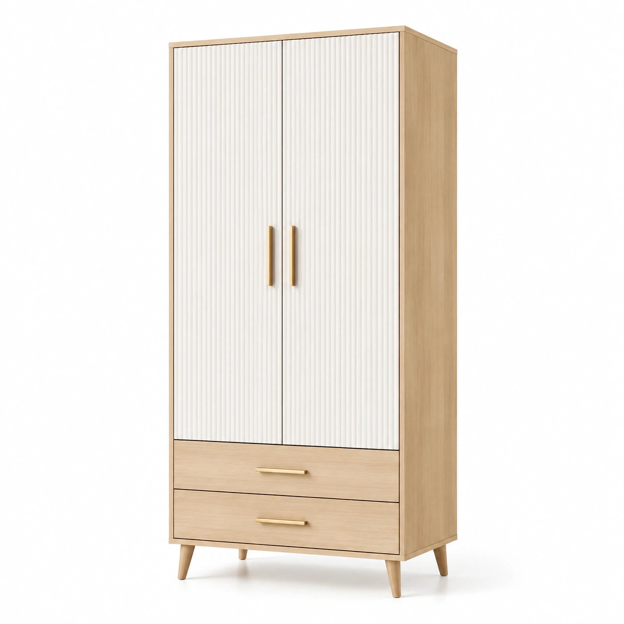 Kleiderschrank mit 2 Türen aus MDF und Metall 200 cm Höhe