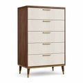 Holz Kommode mit 5 Schubladen, Walnuss und Creme, Metallgriffe