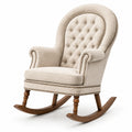 Schaukelstuhl aus Stoff mit Holzrahmen, Beige/Braun